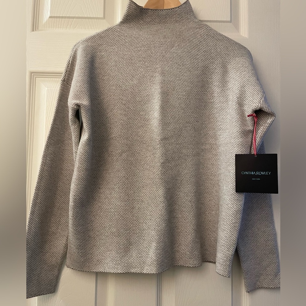 Cynthia Rowley Funnel Mock Knit Turtleneck Sweater Lt. Mocha NWT